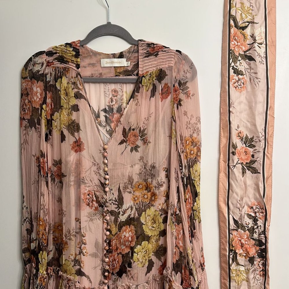 Zimmermann dress midi size 0 floral pattern
